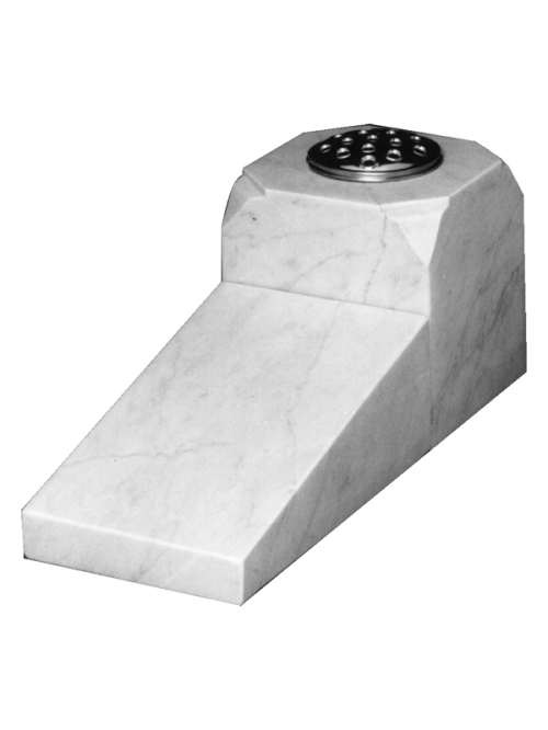 Marble Cremation Memorial - Wedge tablet with shaped vase