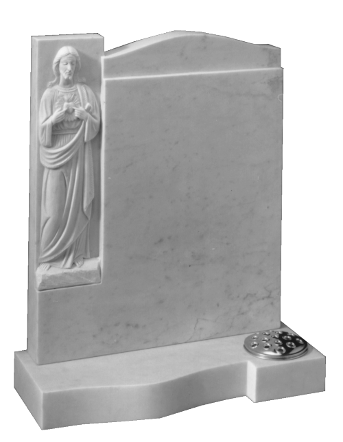 Marble Headstone - With hand carved Sacred heart