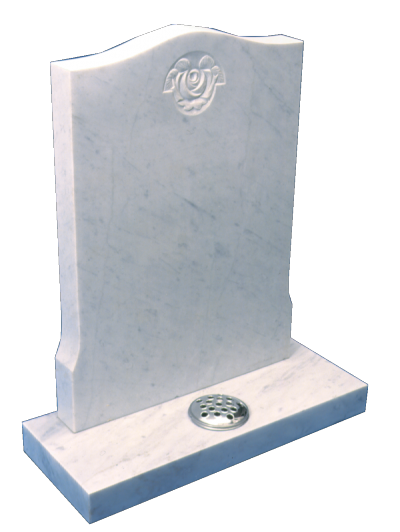 Marble Headstone - Simple carved rose design