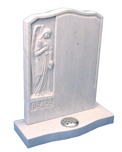 Marble Headstone - Beautifully hand carved Angel to inset panel