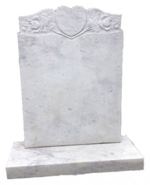 Marble Headstone - Carved heart and roses